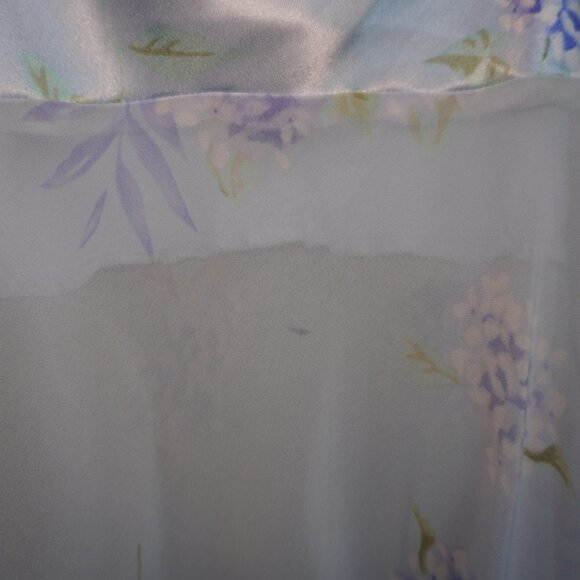 Secret Treasure Womens Light Blue Floral Sheer Silk Vintage Slip Size Large - Picture 6 of 8
